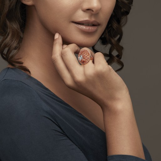 Diamond And Ruby Ring In Rose Gold (7.51 Gram) With Diamonds (0.030 Ct)