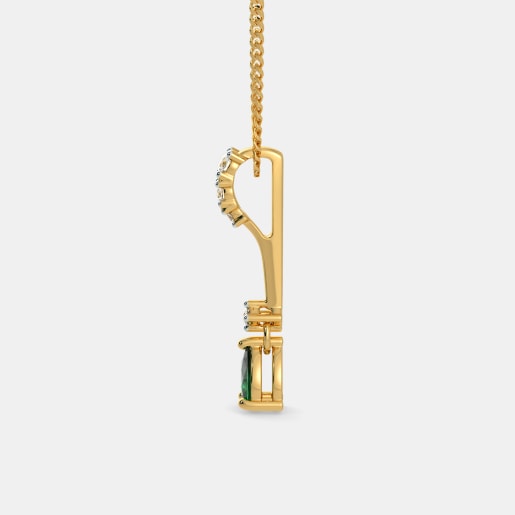Diamond And Emerald Pendant In Yellow Gold (1.08 Gram) With Diamonds (0.144 Ct)